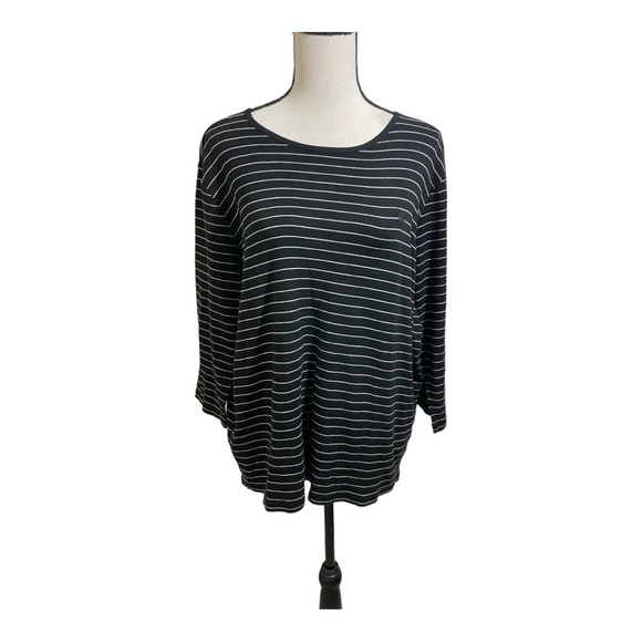 Lauren Ralph Lauren womens 2X plus size blouse white black 3/4 sleeve Rayon - Picture 1 of 10